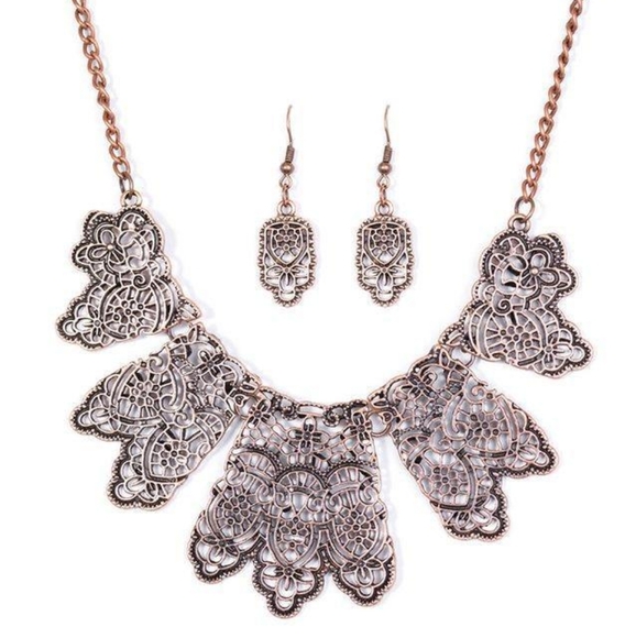 5 for $20 | NWT Paparazzi Empire State Shimmer Copper Necklace Earrings Set - Picture 1 of 8